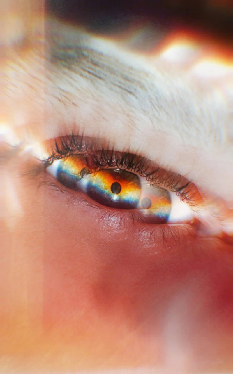 Close-up of peaceful eyes during meditation
